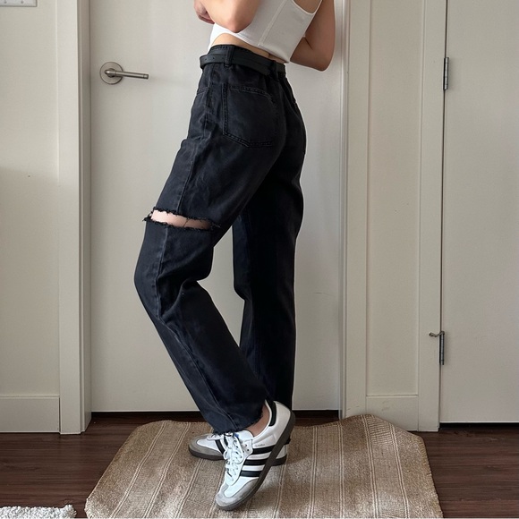 OAK + FORT black straight jeans with cut - Picture 4 of 7